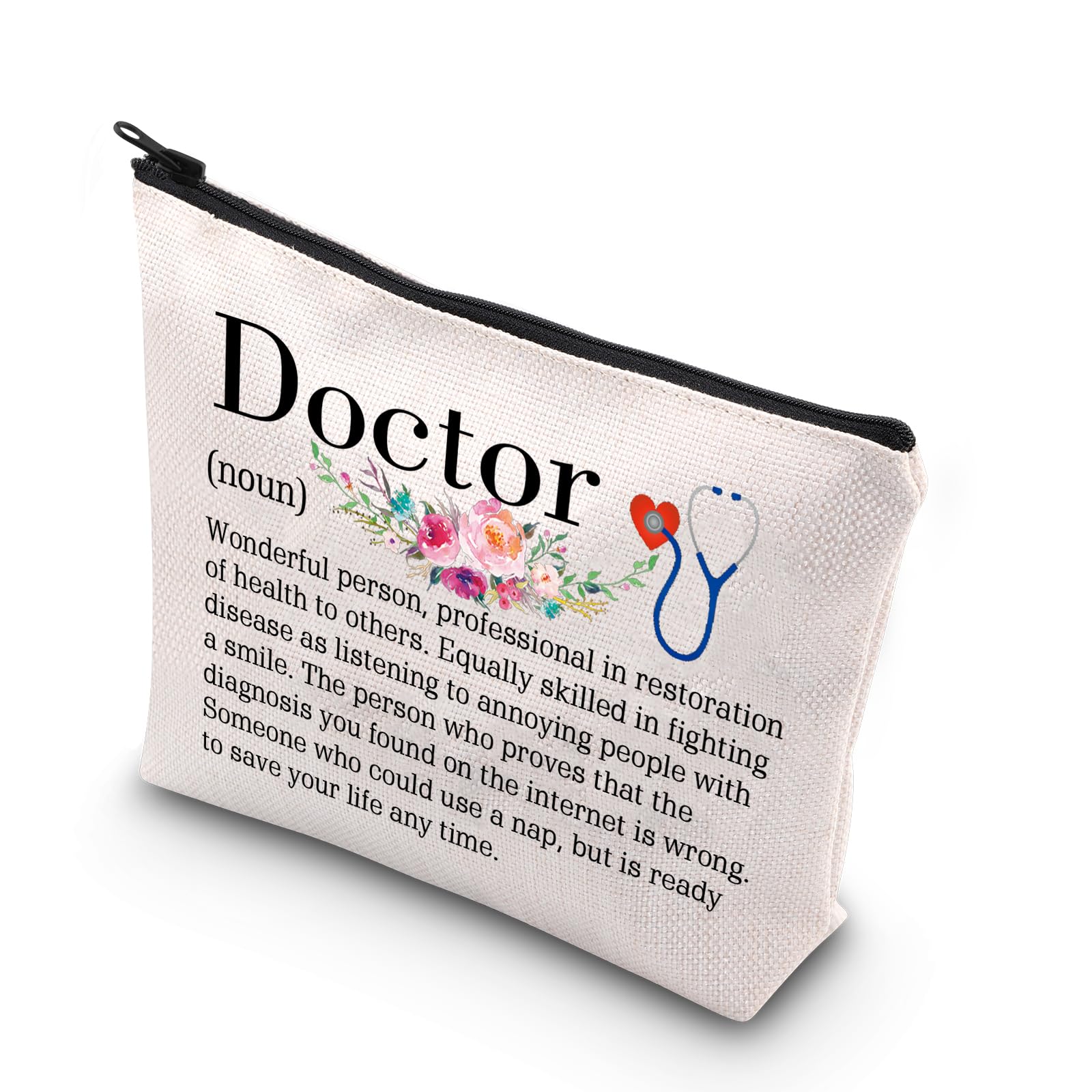 PLITI Doctor Gift for Women Doctor Definition Makeup Bag Doctor Thank You Gift Doctor Graduation Gift Doctor Retirement Gift (Doctor Noun U)