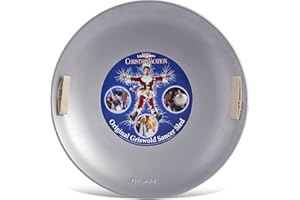 Slippery Racer ProDisc 26 Inch Heavy Duty Aluminum Iron Alloy Metal Kids Winter Saucer Snow Sled with Dual Riveted Soft Grip Rope Handles