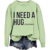 Jtvznmi Pickles Shirt for Women Pickles Jar Sarcastic Crewneck Sweatshirt Pickle Lover Graphic Vintage Pullover Fall Tops