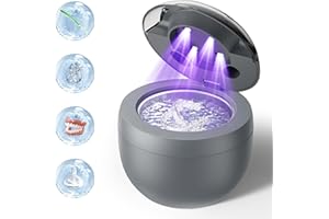 ECOBASIC Ultrasonic Retainer Cleaner, Retainer Cleaner Machine for Dentures, Mouth Guards, Braces, Toothbrush Heads, Jewelry with 200ML Capacity, 45kHz Retainer Cleaning, 4 Modes for Appliances (Grey)