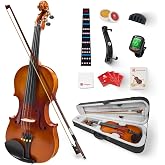 Vangoa Violin 4/4 Full Size Set, Handcrafted Entry Level Acoustic Violin Set with Lightweight Hard Case, Suitable for Beginners, Teens, 12+, Adults, Right Handed Players