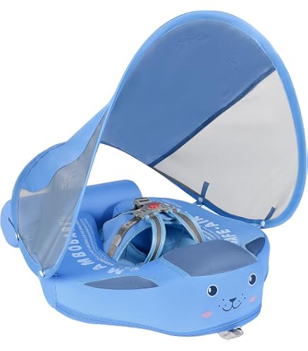 Flotteur Piscine Bébé 6-12 Mois Avec Auvent Anti-bascule, Siège Sécurisé, Imprimé Papillon Pailleté
