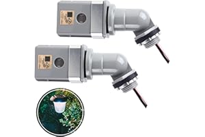 HAISULUME 2-Pack Dusk to Dawn Photocell Sensor for Outdoor Lights - 120VAC 1800W/1100VA Rated Load, IP54 Waterproof Auto On/Off Photoelectric Switch with Swivel Mount, UL Certified for Backyard, Parking Lot