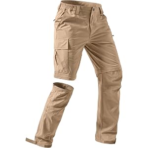 Men's Hiking Convertible Pants Quick-Dry Waterproof Lightweight Zip-Off Outdoor Stretch Cargo Work Pants