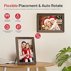 Frameo 10.1" Digital Picture Frame, Gray Wood Smart
