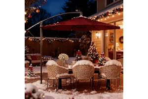 HarmonyHealth 10FT Offset Patio Umbrella Outdoor Sun Shade with Easy Tilt Adjustment, 8 Ribs, UV Protection for Backyard, Lawn, Garden and Pool, Wine Red