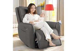 CFVYNE Power Recliner Gliders for Nursery, Electric Swivel Rocker Recliner Chair, Comfy Upholstered Living Room Reclining Rocking Chairs with Lumbar Support