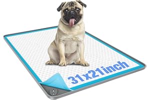 Aisslro Pee Pad Holder for Dogs,31" *21" Non-Slip Silicone Mat & Leak-Proof Tray for Floor Protection, Puppy Potty Training Pad Tray, Grey