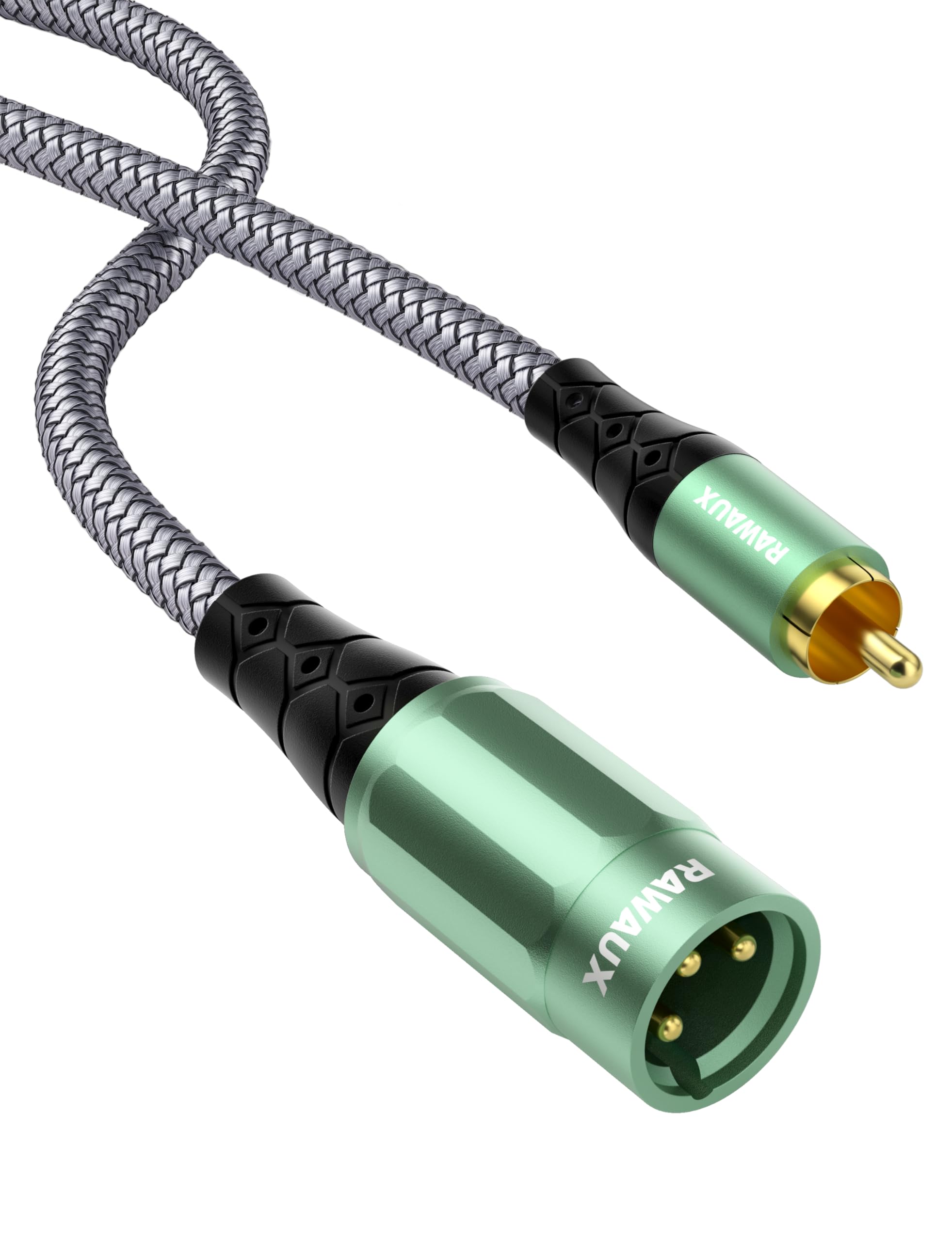 RAWAUX RCA to XLR Cable 3M, Unbalanced Microphone Cable RCA Male to XLR Male 3 Pin Hifi Stereo Audio Cord Nylon Braided for CD Player, Speaker, Condenser, Mic Mixer, Amplifier