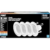 Feit Electric 4" Recessed LED Downlight, 75W Equivalent, Dimmable, Retrofit with E26 Adapter, 5CCT High Output, Light Switch Enabled, Lumen Select, 45-Year Lifetime, LEDR4HO/6WYCA/4, 4 Pack