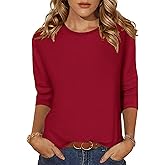 Zeagoo Women's Casual 3/4 Sleeve T-Shirts Round Neck Cute Tunic Tops Basic Tees Blouses Business Work Tee Top