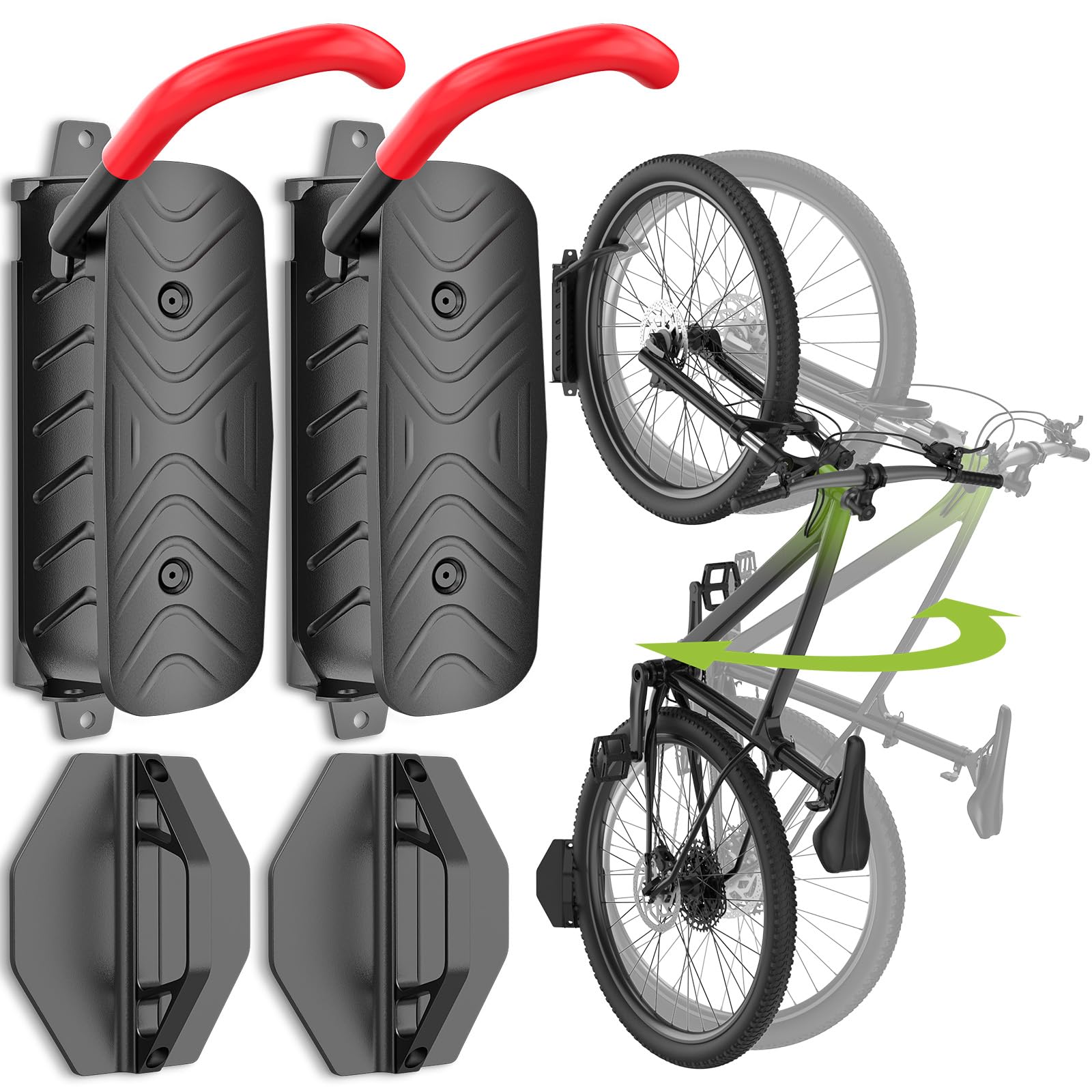Housolution Swivel Bike Wall Mount [2 Pack], 150° Swivel Holds up to 66lbs Vertical Bike Rack Wall Hanger, Bike Hangers for Garage, Mountain Bike Wall Mounts, Bicyckle Storage Rack for Garage — image 1