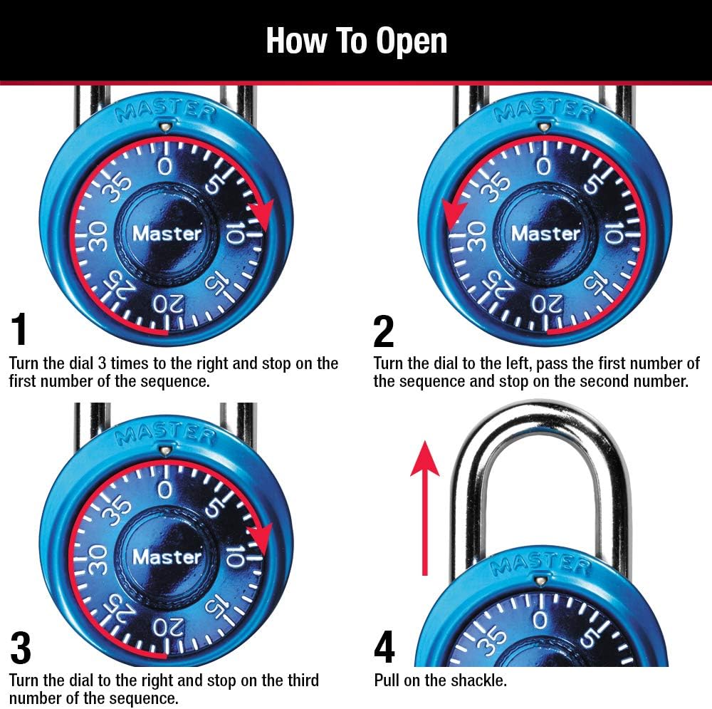 Master Lock 1533TRI Locker Lock Mini Combination Padlock, 3 Pack, Assorted Colors - Combination Padlocks - 