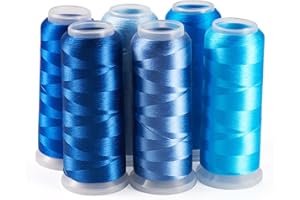 Craftdady 6 Roll Sky Blue Velvet Silk Thread Cords Crochet Yarn for Crocheting Knitting Embroidery Thread for Cross Stitch Ve