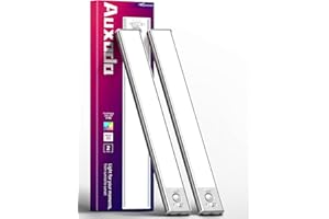 AUXODA Under Cabinet Lighting 2 Pack, 2200mAh Motion Sensor Light Indoor, Rechargeable Closet Lights Motion Sensored, Dimmable LED Cabinet Lights, Under Counter Lights for Kitchen