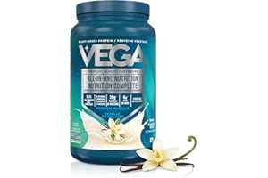 Vega Premium All-in-One Nutrition Protein Powder – 20g Plant-Based Vegan Protein, Vitamins & Probiotics, Vanilla, 827g (20 Se