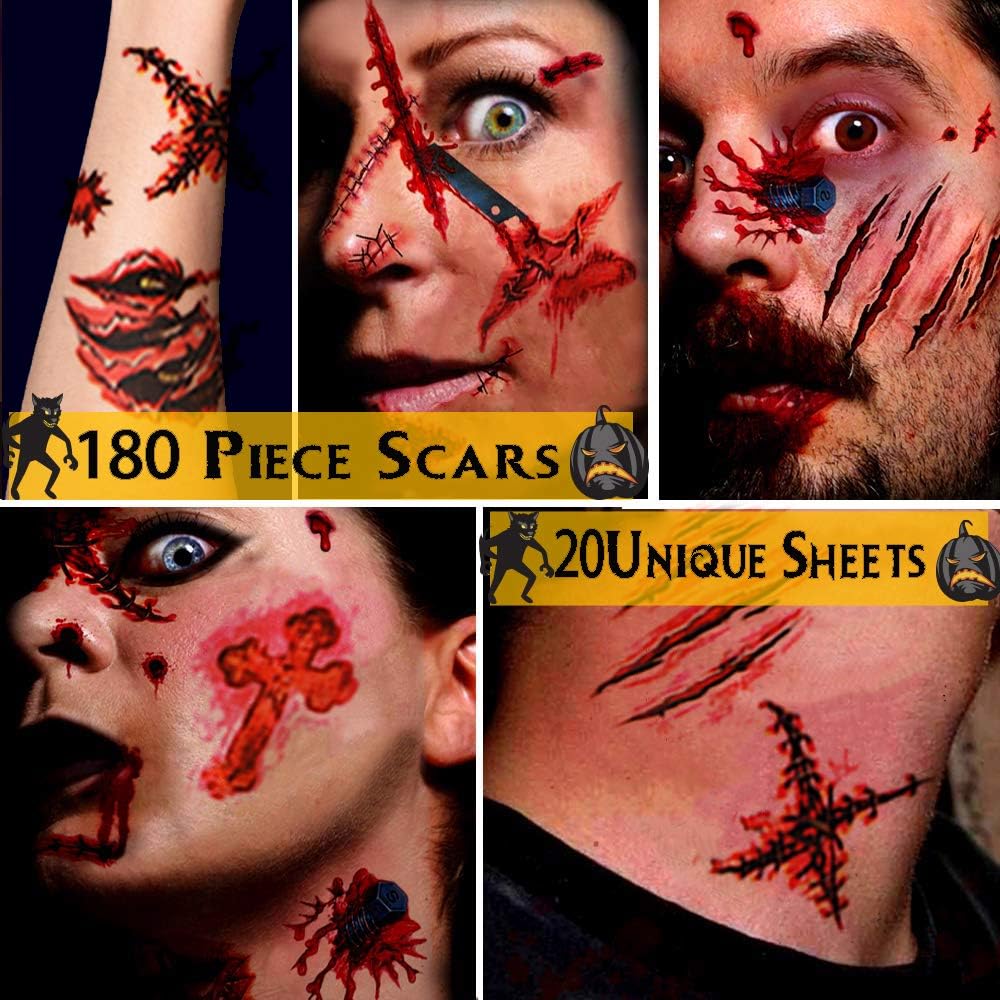 Alintor Halloween Make up Tattoos, Face Tattoo Stickers