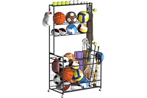 Sports Equipment Organizer Garage Basketball Ball Holder for Sports Gear and Toys Garage Ball Storage Rack Cart with Wheels a