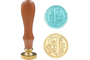KRASTMON Medieval Traditional Initial Alphabet Wax Seal Stamp, Brass Head Wooden Handle Letter Stamps for Card/Envelope/Gift - (Letter P)