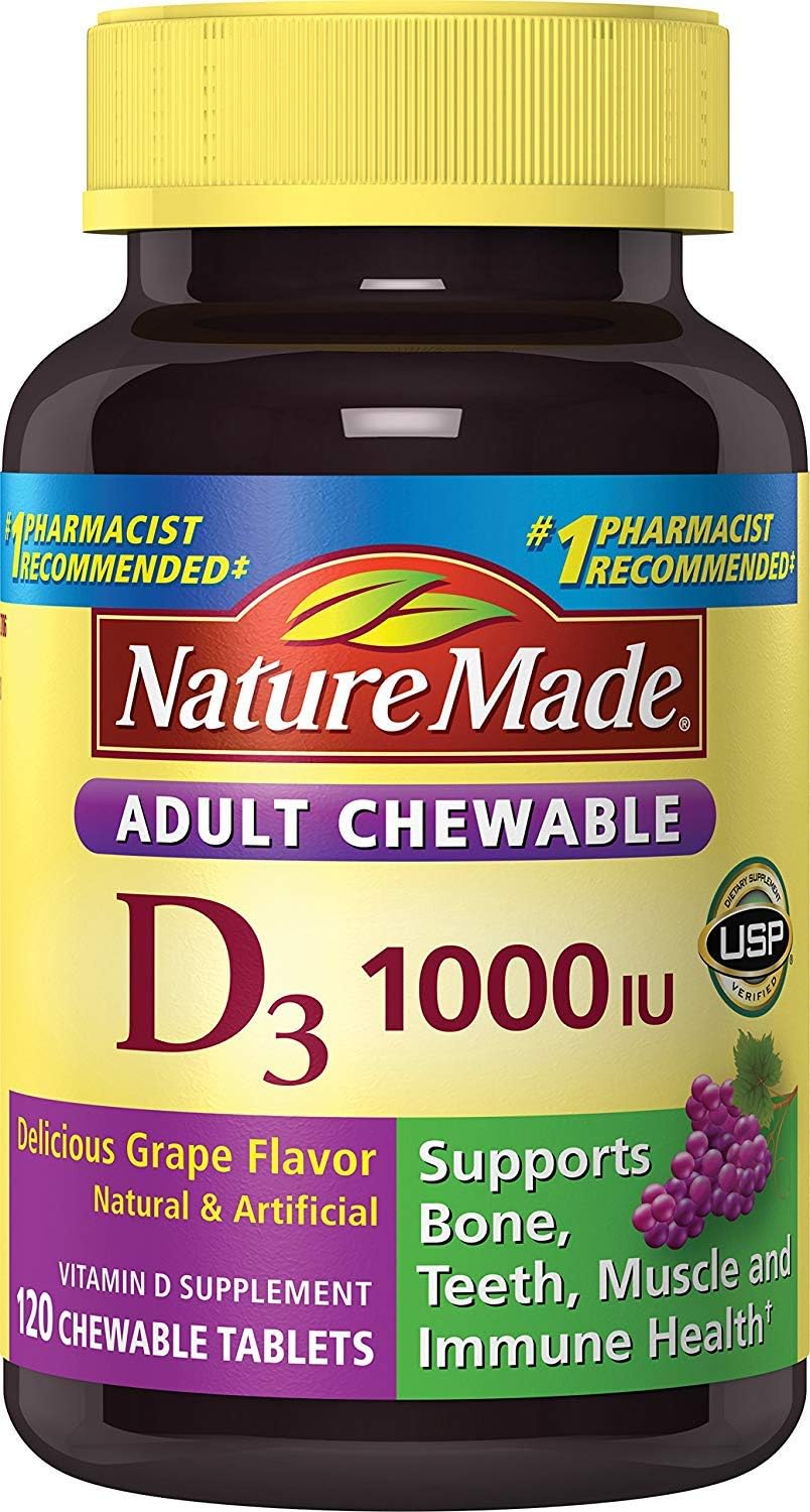 Nature Made Adult Chewable D3 1000 IU Grape Flavored Tablets, 240 Ct