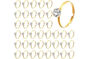 QfwdfcTrenz 72 Pcs Gold Bridal Shower Diamond Rings, Fake Bridal Shower Game Rings Adjustable Engagement Ring for Wedding Table Decorations, Party Favors, and Cupcake Toppers