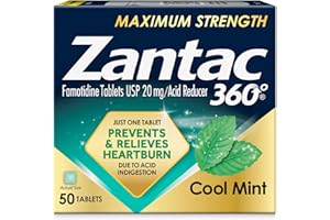 Zantac 360 Maximum Strength, Cool Mint, 50 Count, Heartburn Prevention & Relief, 20mg Tablets