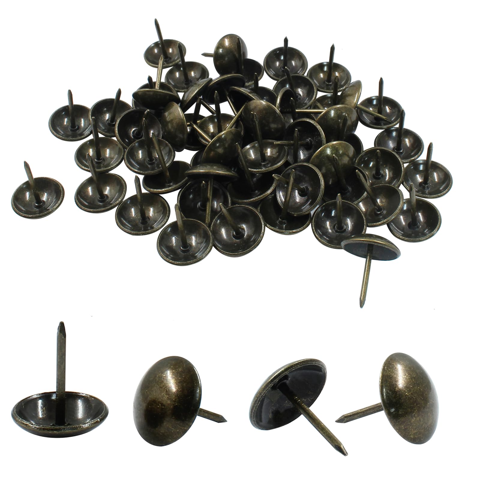 Photo 1 of Auvotuis 100Pcs 3/4 Inch (19mm) Bronze Upholstery Tacks, Antique Round Metal Thumb Tacks Furniture Upholstery Pins for Cork Board, Sofa, Couch, Craft, DIY Decoration