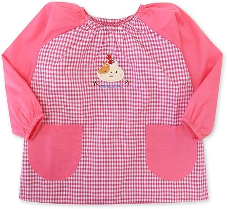 Amazon ダークピンク 100cm 男女児 キッズ スモック アップリケ ギンガムチェック柄 ラグラン切替 ポケット付き Yg 0397 エプロン オンライン通販