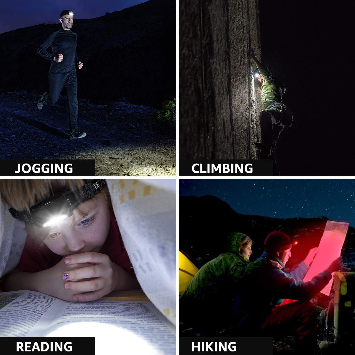 LED Headlamp Flashlights, Super Bright Head Lamps with Red Lights and 6 Modes, Compact and Lightweight, Perfect for Adults and Kids, Pack of 2, Batteries not included: Home Improvement