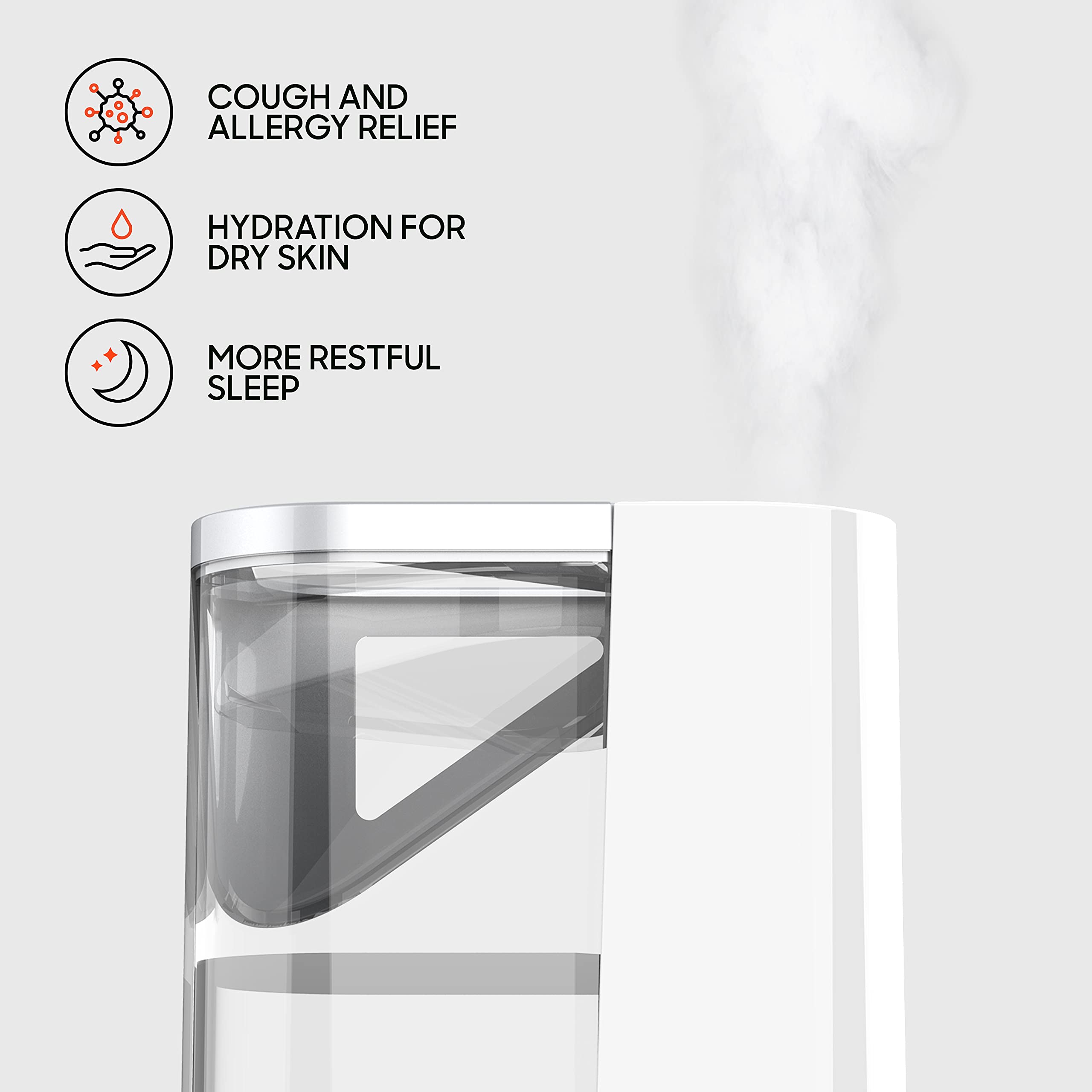 Sharper Image UHS1-SI Ultrasonic Cool Mist Humidifier, 1 Gallon, 2 Settings, Auto Shut-Off, Illuminated Touch Control, Low Water Indicator, Easy Fill Tank, 1.0 Gallon, Ash Woodgrain