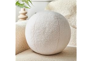 Vdoioe Cream White Ball Pillow 11.8 Inches Round Throw Pillow Simple Modern Ball Shaped Throw Pillow，Nordic Style Cushion Decorative Pillow for Couch,Sofa,Bedroom