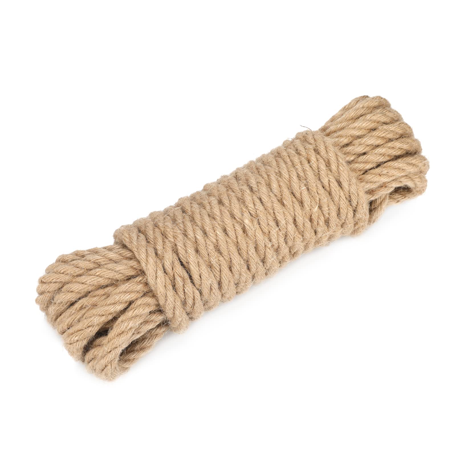 Photo 1 of jijAcraft Jute Rope 4/7 inch, 33 Feet x 14mm Thick Jute Rope, Nautical Rope, Heavy Duty Strong Jute Twine, Natural Thick Twine Rope for Crafts, Cat Scratching Post, Bundling, Hanging, Decorative