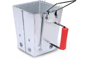 REDCAMP Quick Ignition Foldable Charcoal Chimney Starter with Grill, Multi-Functional BBQ Charcoal Grill Starter, Wood Stove and Rocket Stove for Outdoor Lawn, Patio & Camping