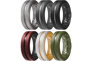 Egnaro Silicone Ring Men 1/4/6 Multipack Breathable Mens Silicone Rubber Bands Wedding Rings for Men Engagement Bands - 8mm Width 2mm Thickness