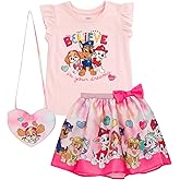 Paw Patrol Girls Tank Top Skirt and Bag 3 Piece Outfit Set Toddler to Big Kid Sizes (2T - 10-12)