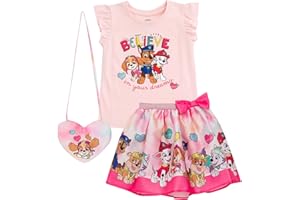 Paw Patrol Girls Tank Top Skirt and Bag 3 Piece Outfit Set Toddler to Big Kid Sizes (2T - 10-12)