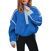 Panadila Womens Half Zip Sherpa Fleece Pullover Soft Oversized Sweatshirt with Pockets Warm Fuzzy Sweater