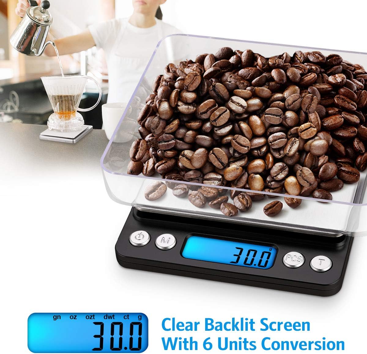 Criacr Digital Kitchen Scales, 3kg High Precision Food Scales with 2 Trays - Image 5