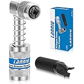 LANNIU 90 Degree Grease Gun Coupler, Heavy Duty Locking Grease Gun Adapter | 10,000 PSI High Pressure Right Angel Grease Gun Tips for Tight Spaces, Quick Release Lock, Upgraded 4-Jaw Design