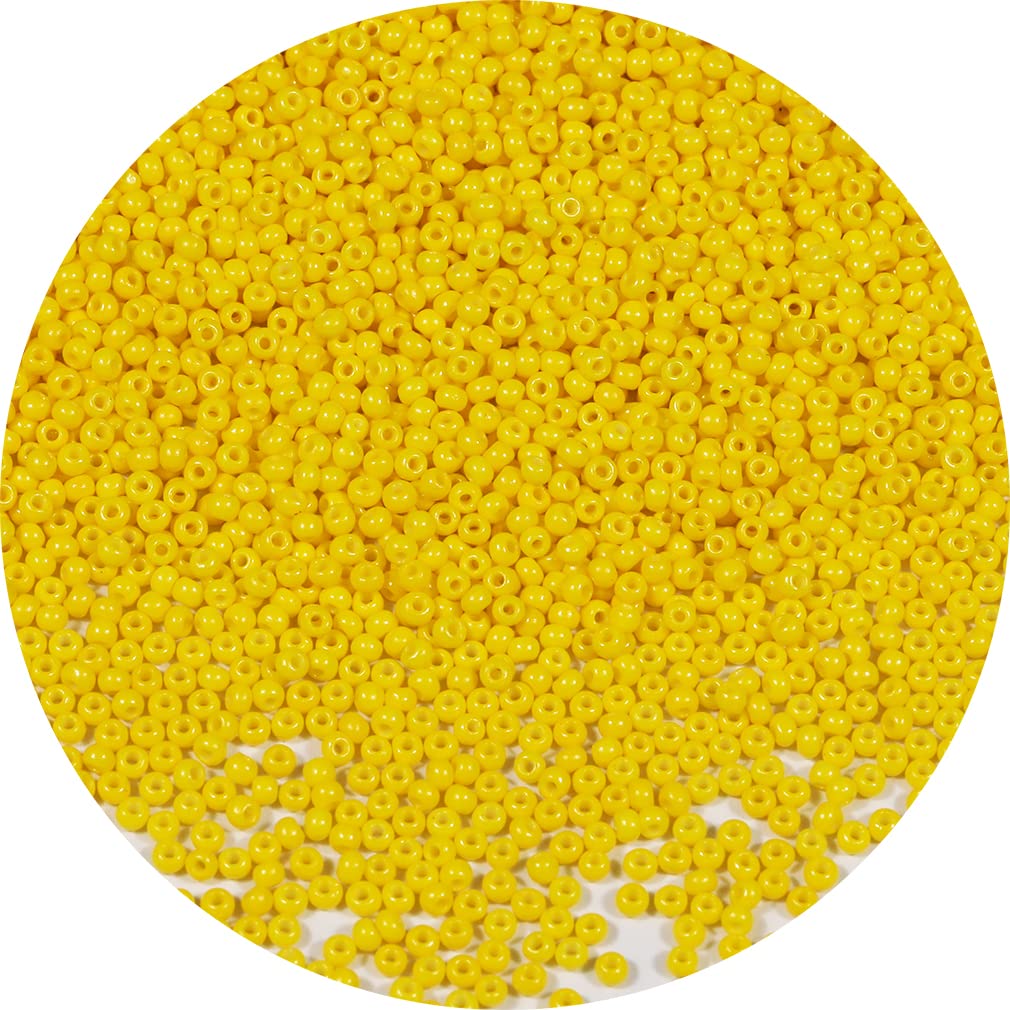 Bala&Fillic Size 2mm Yellow Color Seed Beads 9000+pcs/100 Grams, 12/0 Round Glass Craft Beads for Making Jewelry Earring Bracelets Necklace