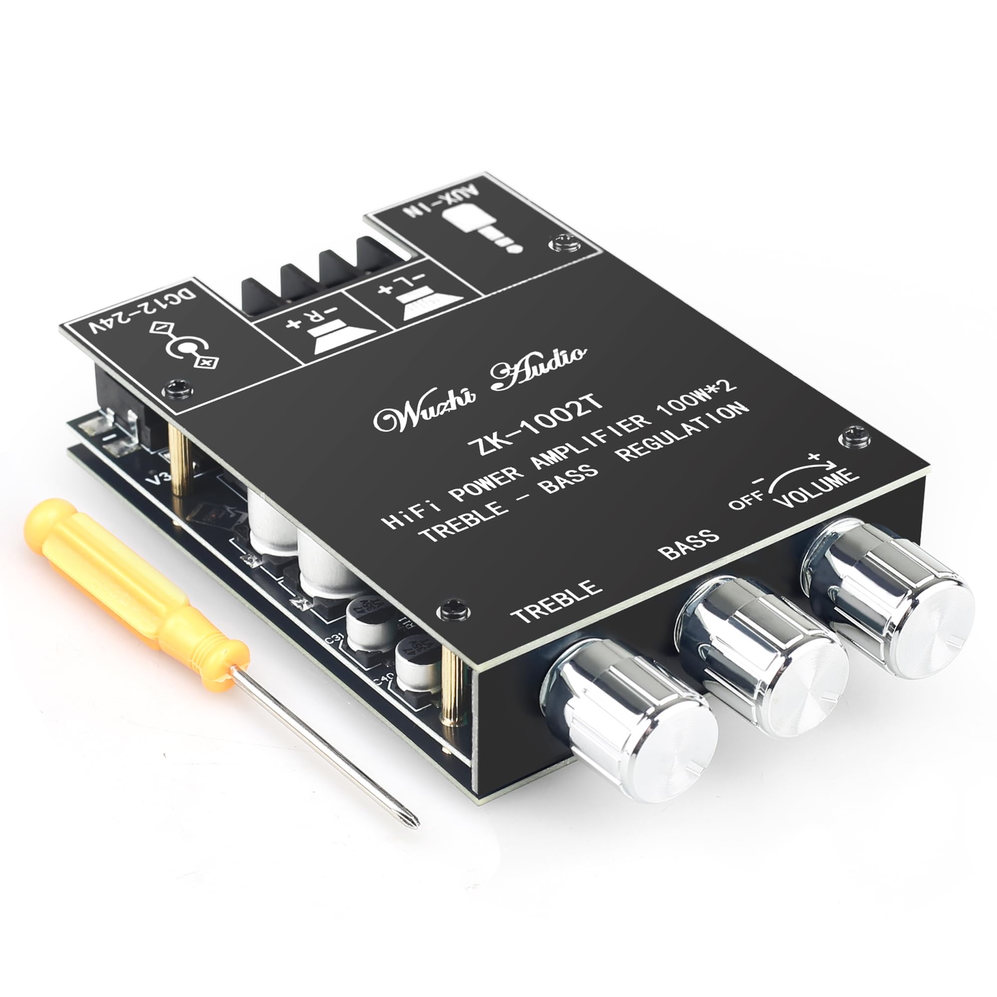 Photo 1 of Wuzhi Audio ZK-1002T Bluetooth Amplifier Board 100W+100W Audio Amplifier Supports AUX/Bluetooth,Wide Voltage Input 12-24V