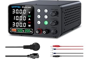 WANPTEK POWER DC Power Supply Variable, 30V 10A Adjustable Switching Regulated Bench Power Supplies with Memory Preset/Locking Key/OCP Protection/Output/USB Fast Charging /4-Digit LED Display