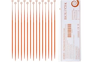 CRYOKING Biologix 25Pcs 10ul Disposable Inoculating Loop, Gamma Sterile Plastic Sampling Rod, Orange Polypropylene Inoculation Tool for Cell Biology and Scientific Lab Supplies, Aseptic Reusable Package