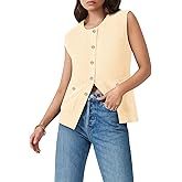 Yousify Womens Sweater Vest Sleeveless Button Down Round Neck Knitted Tank Tops Casual Cardigan with Pockets