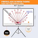 VISULAPEX 80” 4K HD Fiberglass Projector Screen with Tripod - Portable view 2
