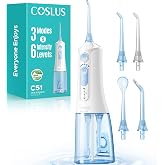 COSLUS ADA Accepted C51 Water Dental Flosser, 3 Modes 6 Pressure, White | Water Teeth Pick for Orthodontic, Braces, Sensitive