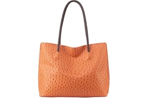 Milan Chiva Tote Bag for Women with Zipper Large Ostrich Vegan Leather Shoulder Purses and Handbags