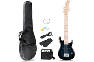 Smartxchoices 30 Inch Electric Guitar, Starter Kit for Kids with Amplifier,Picks, Gig Bag, Shoulder Strap, Cable & Accessory Kit,Solid Wood Body, Blue