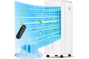 BALKO Evaporative Air Cooler, 3-IN-1 Swamp Cooler, 2 Modes and 3 Speeds, 25-INCH Windowless Air Conditioner w/Remote…