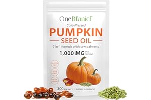 HBIKCLYC Pumpkin Seed Oil with Saw Palmetto Capsules Supplement for Men Women | Supports Hair, Urinary, Bladder & Prostate Health, 300 Softgels (1)